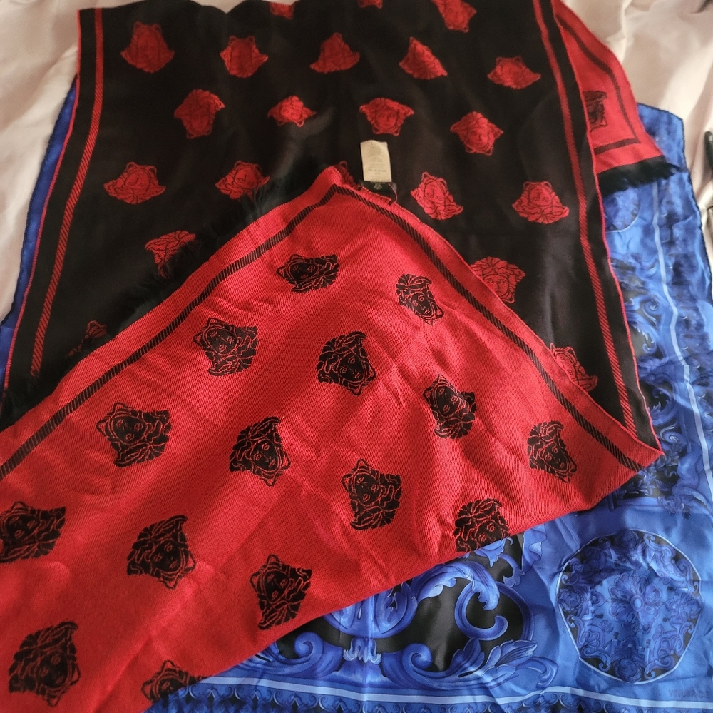 VERSACE SCARF***Beautiful Red, and black. $145